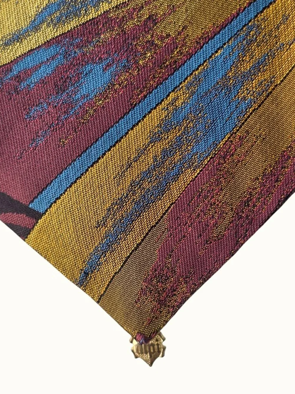 Alpi Silk Tie Metallic Abstract Geometric Necktie Multicolor Black 3.75